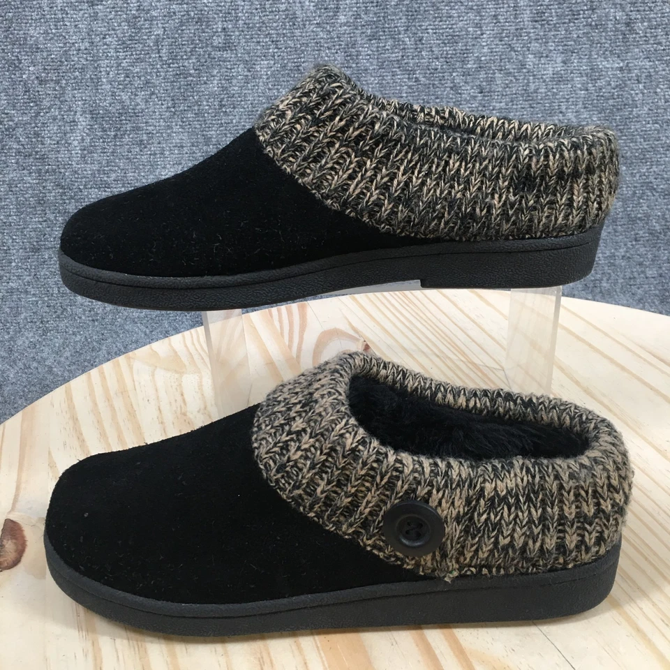 Chinelos Clarks Feminino 9 M Gola de Malha Tamanco Couro Preto Casual Conforto Parte Superior Baixa - Imagem 3 de 4