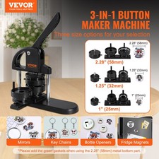 VEVOR Button Maker, 3-IN-1 Pin Maker, With 300pcs Button Parts, Button Maker Mac