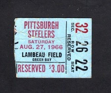 1966 Green Bay Packers vs Pittsburgh Steelers NFL Football Pre-Season Ticket