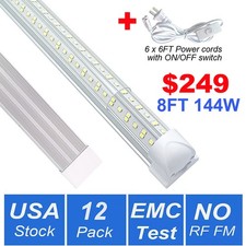 12 Pack Linkable 8 Ft Led Shop Lights Garage Ceiling Fixtures 8 Foot Led No RF