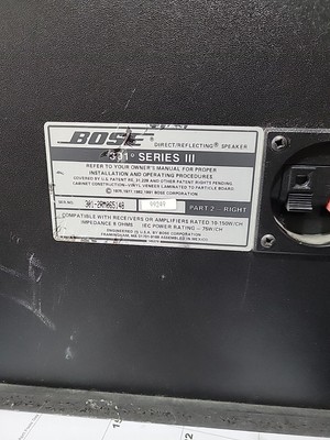 Bose 301 Series III Speaker Black Reflecting SINGLE Right Side | eBay