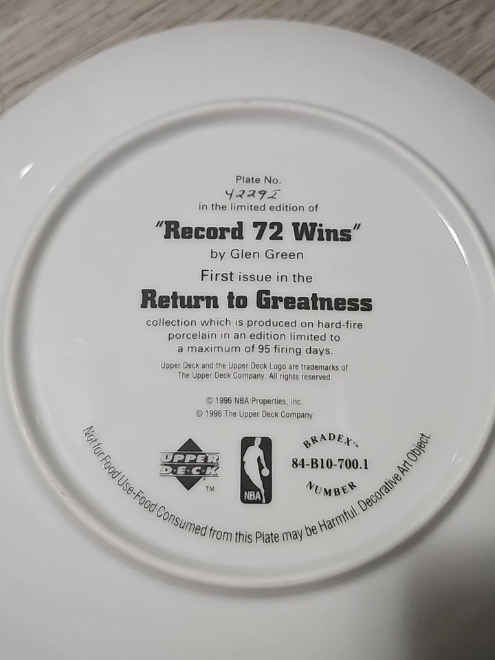 Michael Jordan 1996 cubierta superior regreso a la grandeza placa récord 72 victorias ¡sellado! Foto 3 de 4
