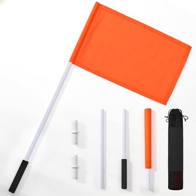 Orange Boat Flag with 48-Inch Pole, High Visibility 12''x18'' Skier Down Flag f...