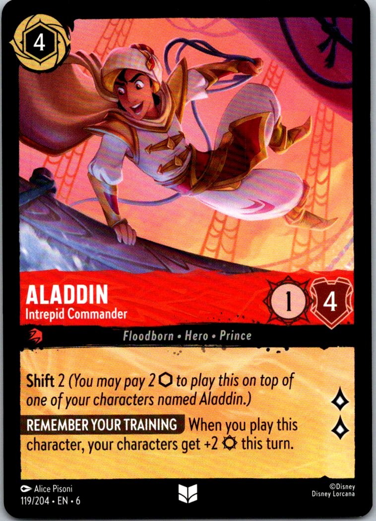 Lorcana Aladdin - Intrepid Commander Uncommon Azurite Sea Normal 119/204 NM