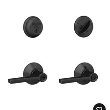 Schlage Latitude Matte Black Single Cylinder Deadbolt  Keyed Entry Combo Pack