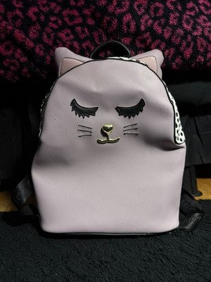 Luv Betsey Johnson Cute Lavender Kitty Cat Backpack New with Imperfections 