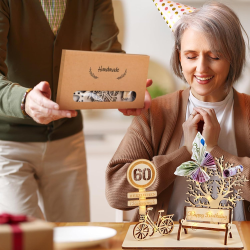 Geldgeschenk Geburtstag Holz, Fahrrad Geschenk, DIY Dreidimensionale Bäume Sitzb - Bild 6 von 12