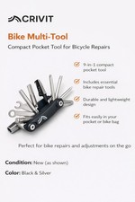 9-in-1 Bike Multi-Tool -Compact Pocket Repair Kit for Bicycles - Black & Silver
