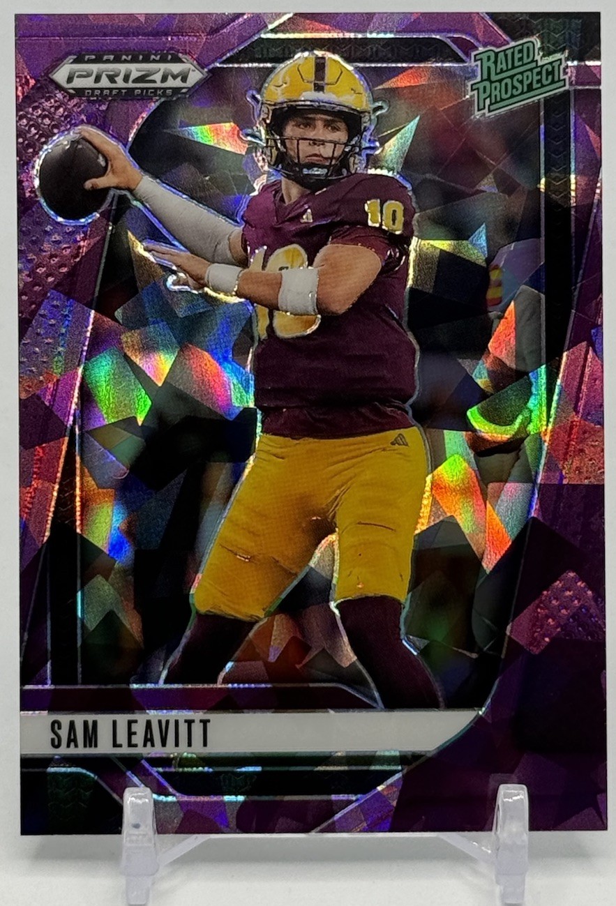 2025 Panini Prizm Draft Picks Sam Leavitt Purple Ice Rated Prospect /199