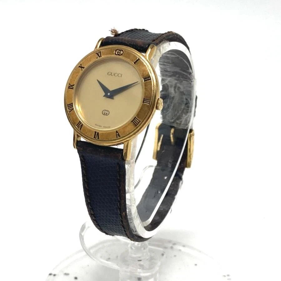 Montre Bracelet GUCCI 3000L Montre à Quartz Doré Femme Métal Accessoires Boîtier Femme