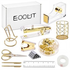 EOOUT Gold Office Supplies Set Desk Accessories, Acrylic Stapler