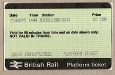 Middlesbrough E01 - final APTIS platform ticket from E01 - popular station