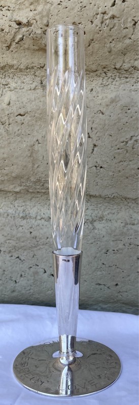 Solid Sterling Silver & Crystal Atlantis 8.5" Bud Vase 111 Grams Total Free Ship
