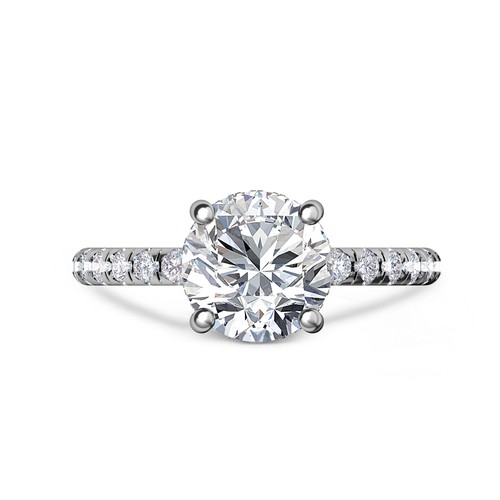 NATURAL DIAMOND GIA 1.59 Ct J SI1 Round Cut Hidden Halo Diamond Engagement Ring - Picture 5 of 7