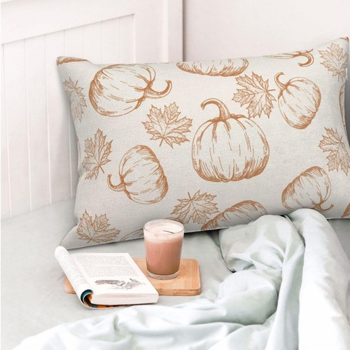 Fall Pillow Covers 12x20 Burnt Orange Pumpkin Decor Throw Pillows Case for Co... - Picture 2 of 6