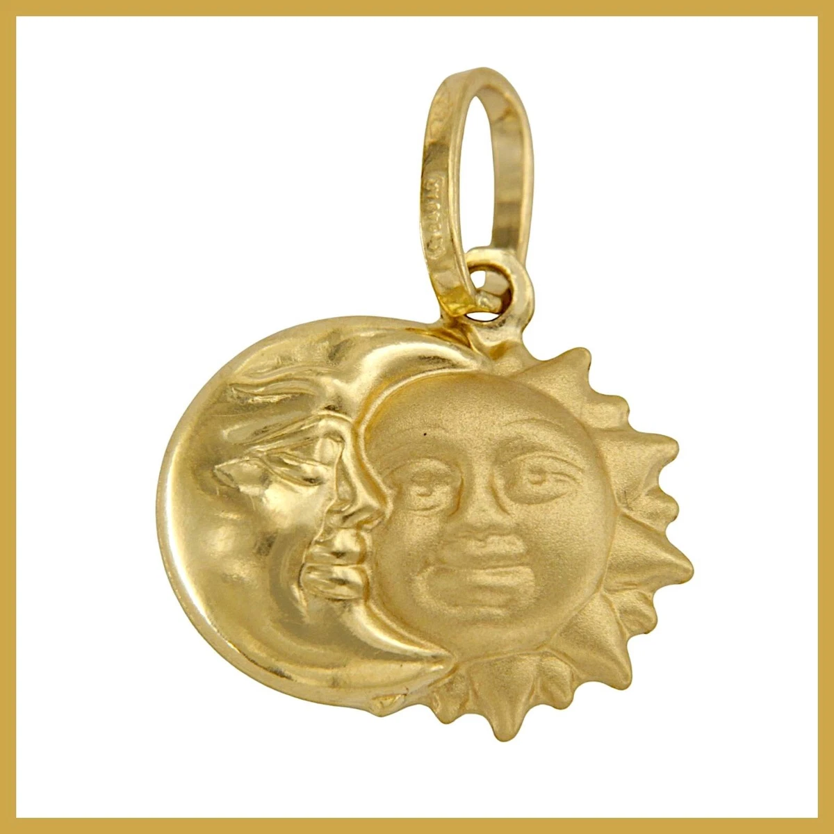 Ciondolo Cammeo Sole e Luna in Argento Dorato con Zirconi Ciondolo Cammeo Sole e Luna in Argento Dorato con Zirconi