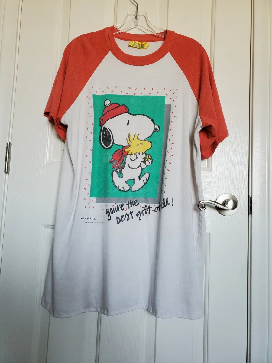 Vintage Peanuts Snoopy Woodstock Sleep Shirt Pajama T Shirt 60