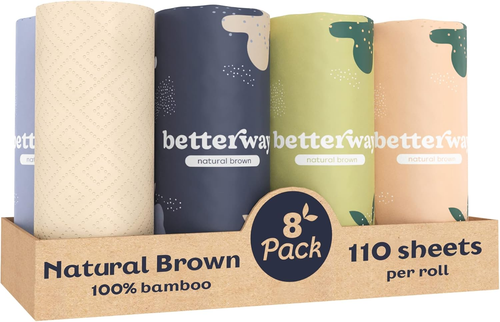 Eco-Friendly Bamboo Paper Towels - 8 Rolls, 2 Ply, Compostable & Strong