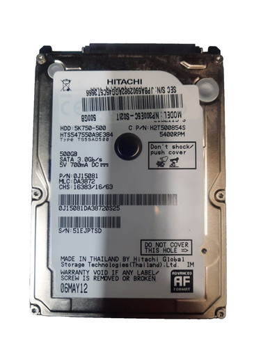Festplatte Hitachi 500GB 2.5'' SATA 5400RPM 500 GB HTS547550A9E384