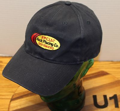 ROCK PLACING COMPANY ''WE HELP YOU GET YOUR ROCKS OFF'' HAT BLUE ADJUSTABLE GUC U1