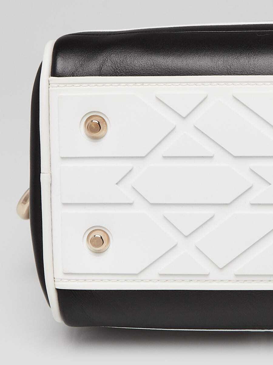 Christian Dior Black/White Leather Small Vibe Zip Bowling