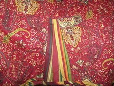 WAVERLY BYZANCE BECKY VALANCE BARN RED PAISLEY FLORAL WITH GOLD STRIPES & PLEATS