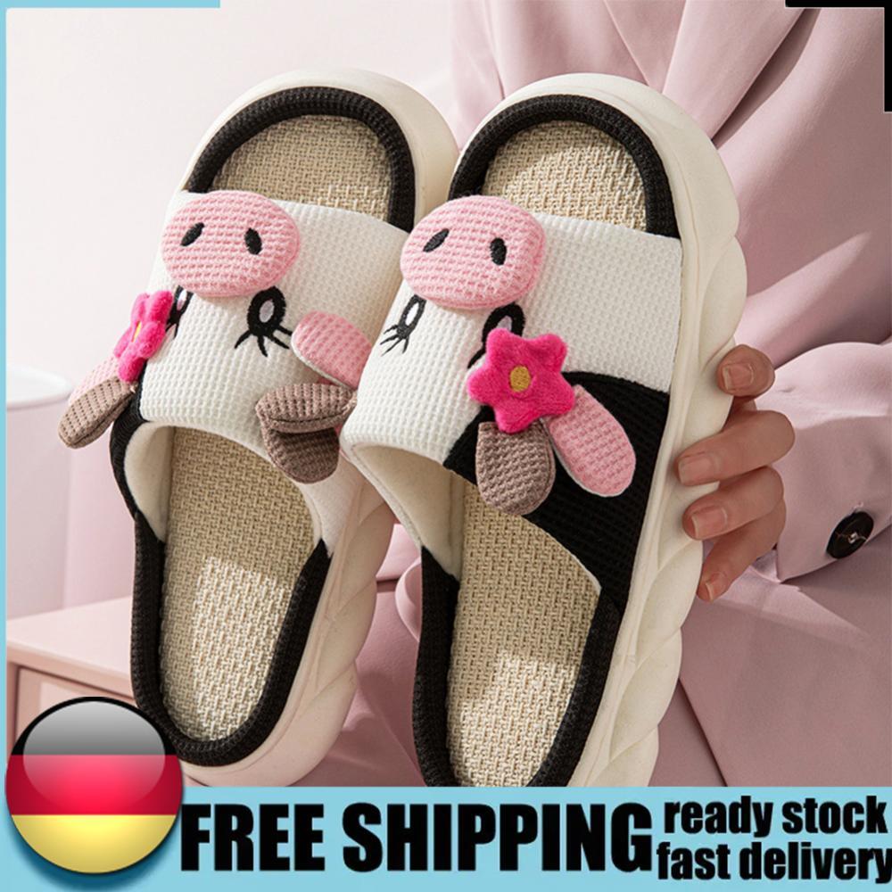 APL Pantofole Unisex Mucca Casa Comode Lino Kawaii Animali Ciabatte per Donna Uomo