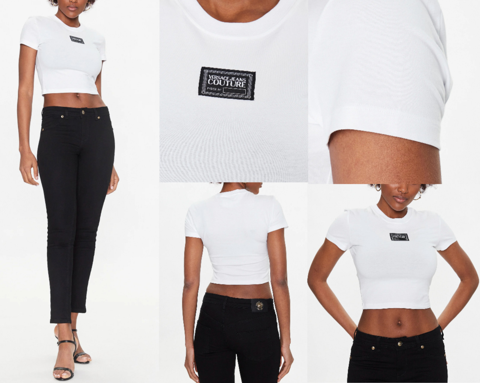 Versace Jeans Couture Crew Neck Logo Cropped Top T-Shirt Blouse Retro Shirt XL