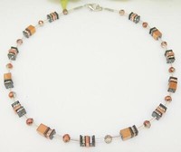 Halskette Collier Cube WüRfel HäMatit Rose Gold Rondelle Facettiert Strass 535