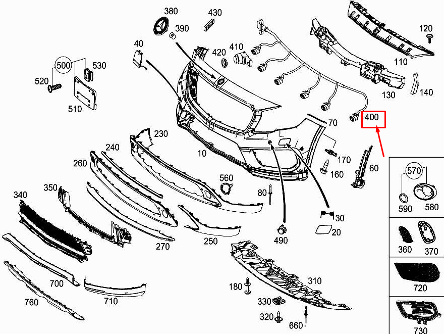 MERCEDES-BENZ GLA X156 Front Parking Aid Wiring Harness A1565402600