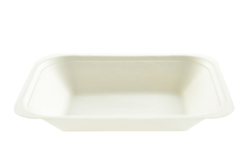 125 x White Bagasse Paper C2 Chip Tray 7x5"" - Compostable Sugarcane