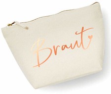 Kosmetik-Tasche Schmink-Tasche BRAUT creme weiß & roségold Hochzeits-Accessoires
