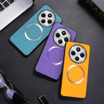 For Xiaomi Poco C75, Luxury Hybrid Magnetic Cloth - Textured Soft Case Cover