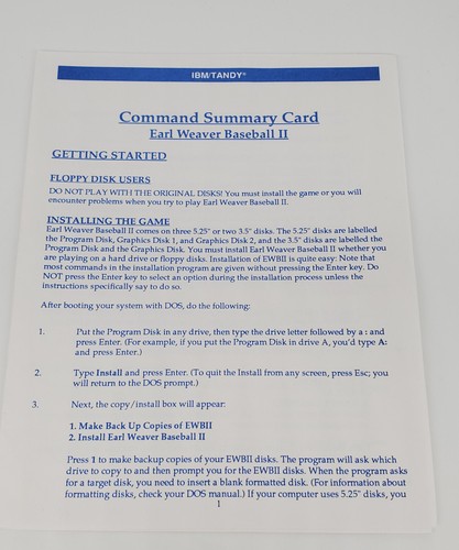 Earl Weaver Baseball ll 2 PC 3.5" Floppy Electronic Arts Incomplete - Tested - Picture 19 of 21