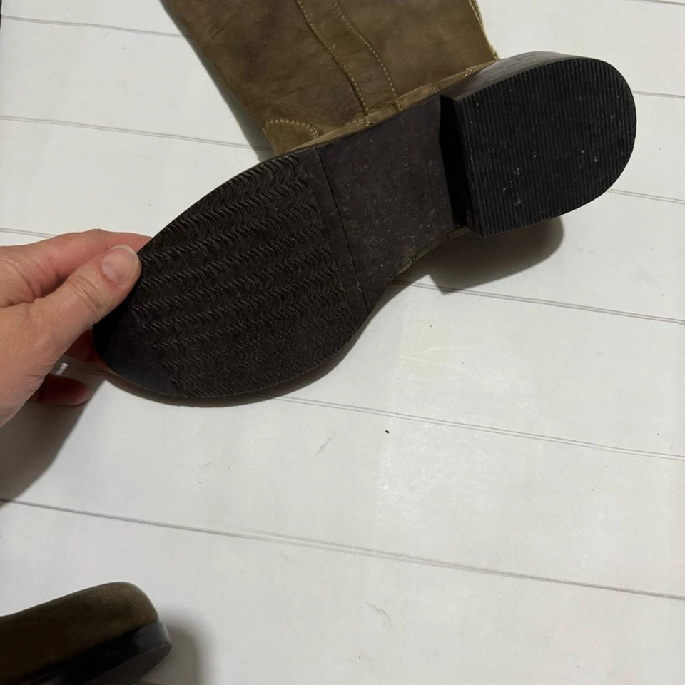 Botas bordadas occidentales hasta la rodilla de cuero talladas con volantes talla 6 Foto 3 de 4