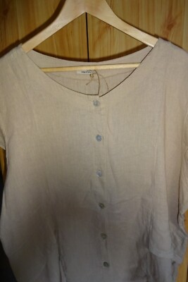 Italy Damen Leinen Bluse - Shirt Gr.  44 - 46 NEU
