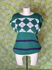 Vintage Sweater Bazaar Vest Plaid Green Boho Women  s Size Medium Unisex