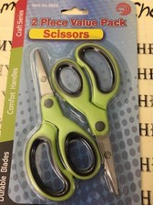 New Ava Kids Scissors Pointed Tip RIGHT OR LEFT HANDED 2-Pk Green Black