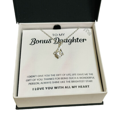 Bonus Daughter Necklace Step Daughter Gift From Stepdad Stepmom Blended  Family