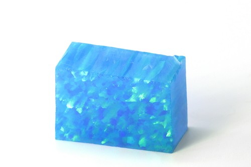 15-16gr 1pc Blue Jelly Opal with Green Fire Resin 15% Lab Grown Rough Stone - Picture 1 of 4