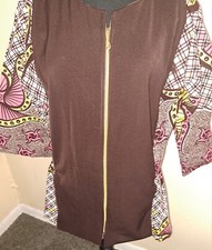 ZIPPERED African Blazer Jacket Top Womens SIZE LARGE