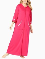 Dreams  Co. Plus Size Pink Burst 3/4 Sleeves Long Hooded Robe Size 3X 30/32 