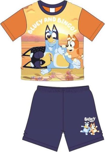 BOYS' BLUEY PYJAMA SUMMER SHORT SET - BINGO AND BLUEY (ORANGE)!