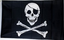 3' x 5' Nylon Black Jolly Roger Pirate Flag NEW Skull and Crossbones