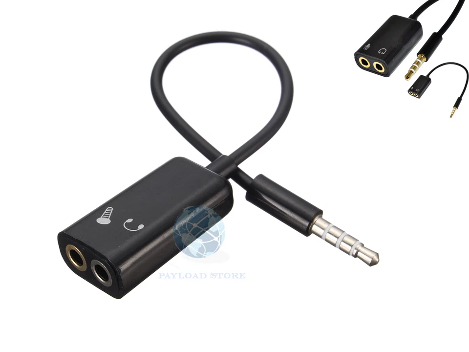 CAVO SDOPPIATORE CUFFIA MICROFONO ADATTATORE JACK AUDIO 3.5MM PER SMARTPHONE PC - Immagine 2 di 2