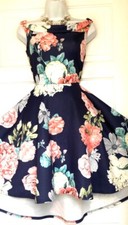 QUIZ FLORAL PRINT JERSEY HI LOW OCCASION PARTY DRESS SIZE 14
