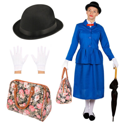 WELTTAG DES BUCHES DAMEN KINDERMÄDCHEN KOSTÜM KLASSISCH KOSTÜM ERWACHSENE FRAUEN MARY POPPINS