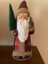 Ino Schaller Papier Mache Santa 17  Red and Gold German Candy Container