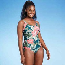 Women's Side-Tie Medium Coverage One Piece Swimsuit - Kona Sol Teal