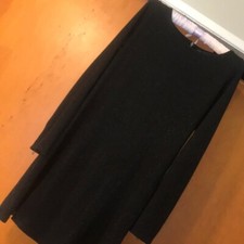 zara knit sparkle dress long sleeve knee lenght boat neck zip black large